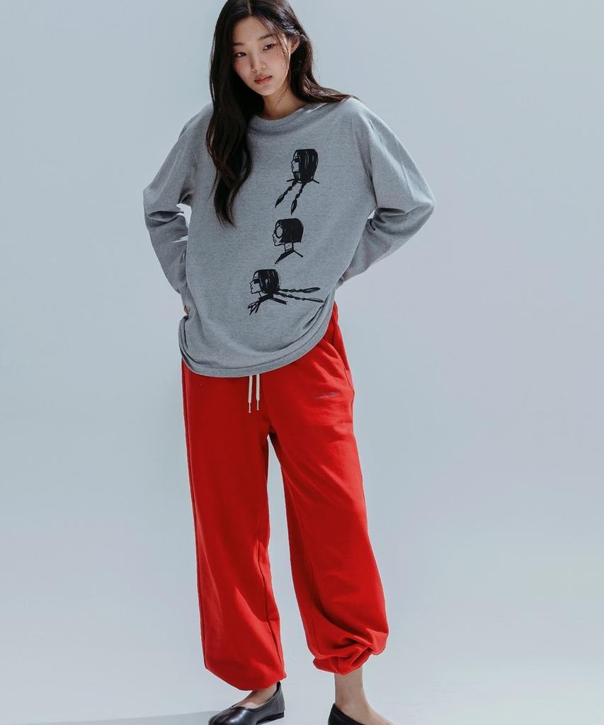 ANNEHEARTS Wide String 2Ways Sweatpants_Red
