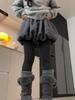 Gray High-Waist Quilted Bootcut Shorts for Women - Petite, Autumn/Winter