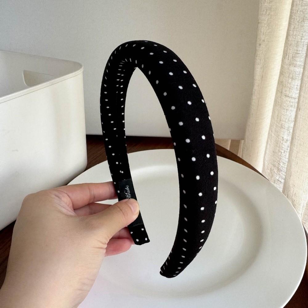 Black White Color Polka Dot Headband Non-Slip Temperament Hair Band Fashion Wide Headband  Casual