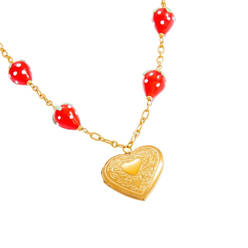 Fruit Glass Pendant Necklace for Women Featuring Handcraft Designs and Vibranting Color for Casual or Festive Occasions