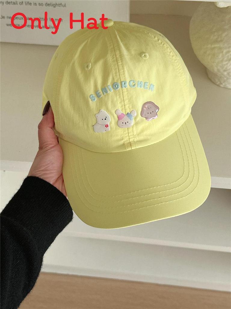 Japanese Cute Animal Cap With Embroidered Letters For Sun Protection And Casual Wear