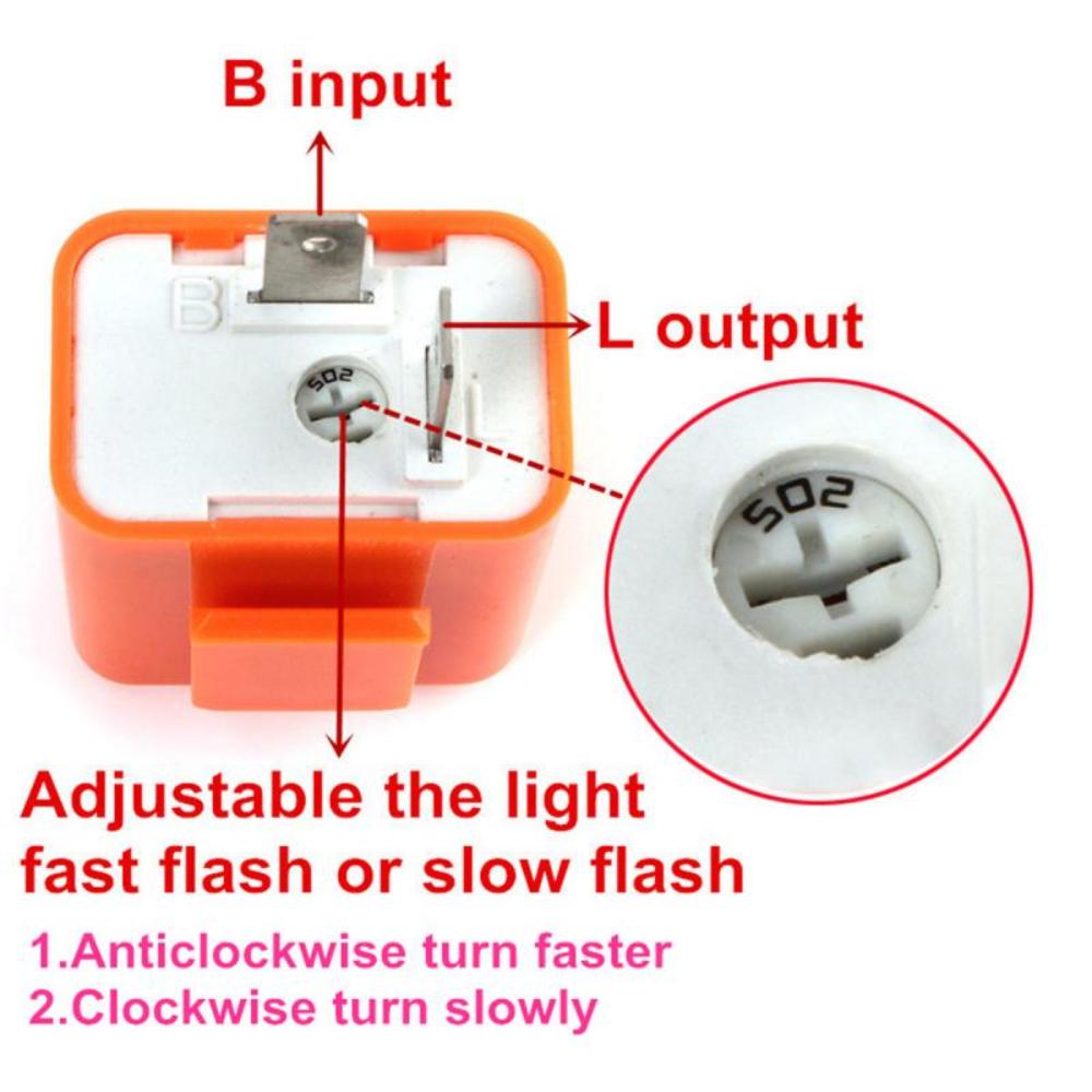 2 Pin LED Flasher Relay 12V Adjustable Frequency of Turn Signals Blinker Indicator Relays For Motorcycle Motorbike Accessories