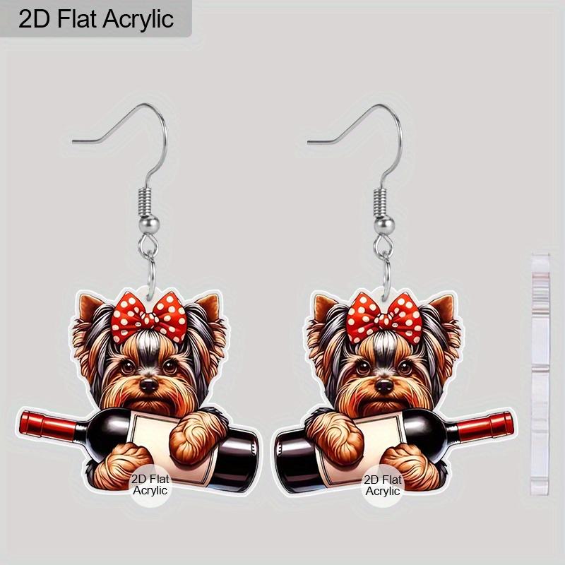 

2D Flat Halloween Christmas Wine Bottle Dog Acrylic Pattern Drop Earrings Female Jewelry Gift for Women Ladies