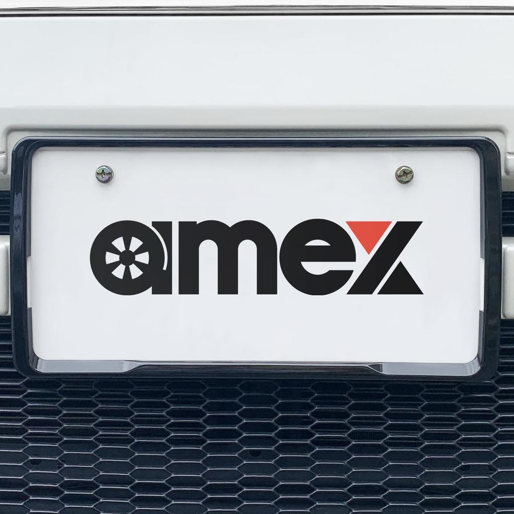 AMEX Painted License Plate Frame Piano Black 2-Piece Set AMEX-A11PB Made in Japan