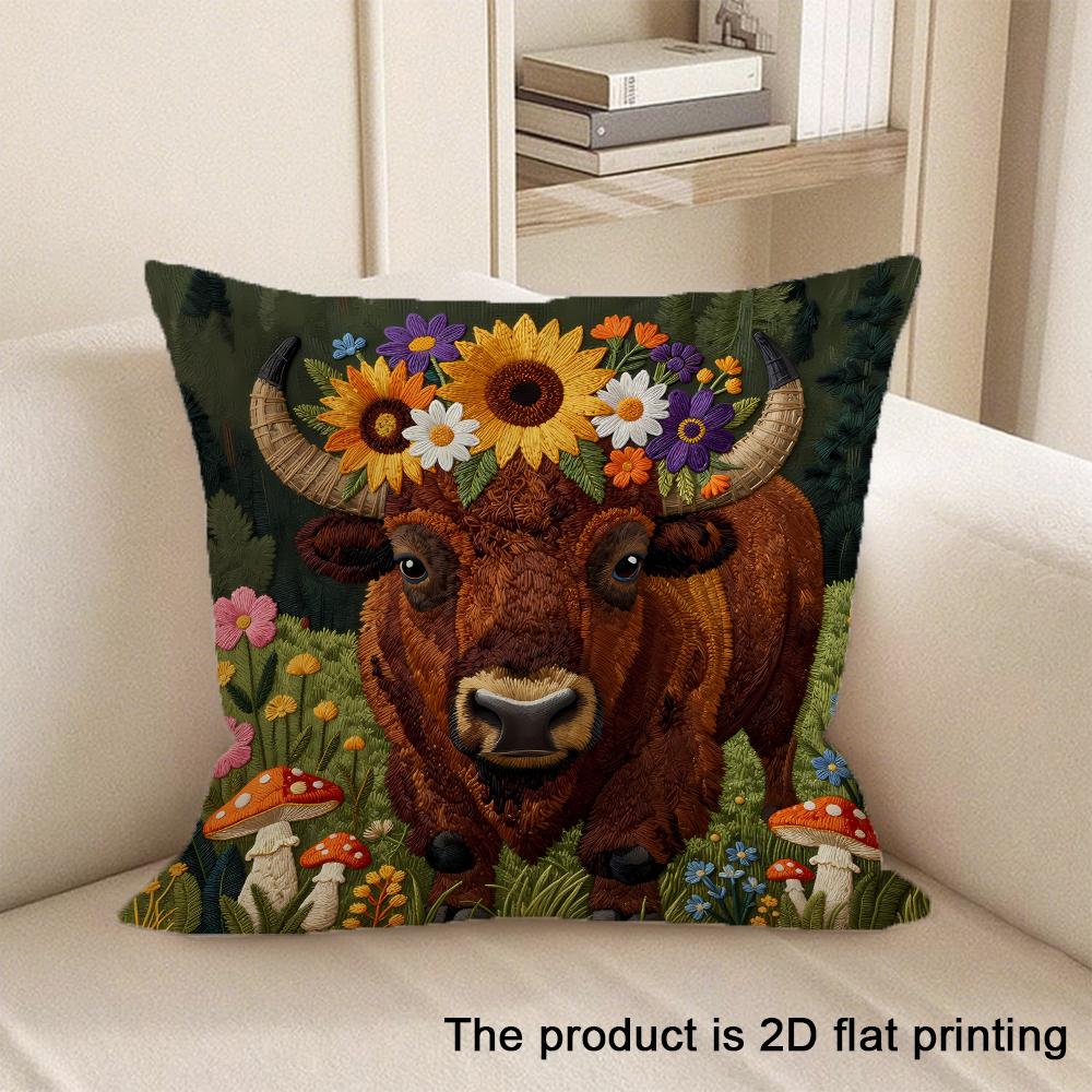 1Pc Adorable 2D Flat Printed Pet And Animal Patterned Pillowcases Sofa Cushion Cover Home Bedroom Room Decoration