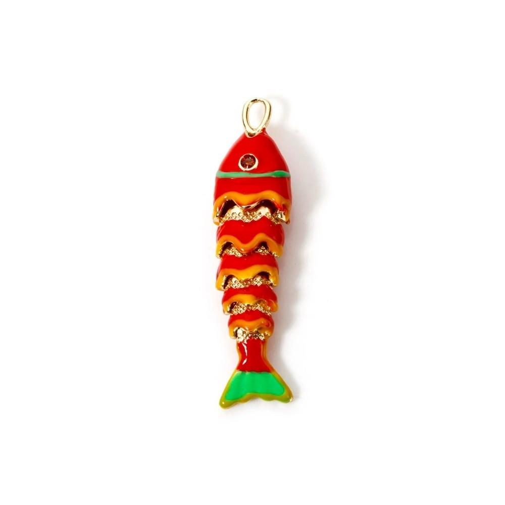 3D Plated Enamel Fish Charms Carp Drip Oil  Fish Bag Pendant Movable Mini Metal Fish  Key Ring