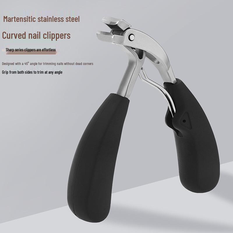 Stainless Steel Anti-Splatter Nail Clippers - Flat & Bent Head with Pliers for Nail Groove, Sharp and Fast Cutting