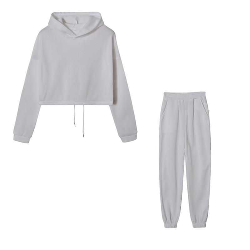 

2021 Autumn Fashion: Long Sleeve Sports Casual Two-Piece Set L покинуть белый