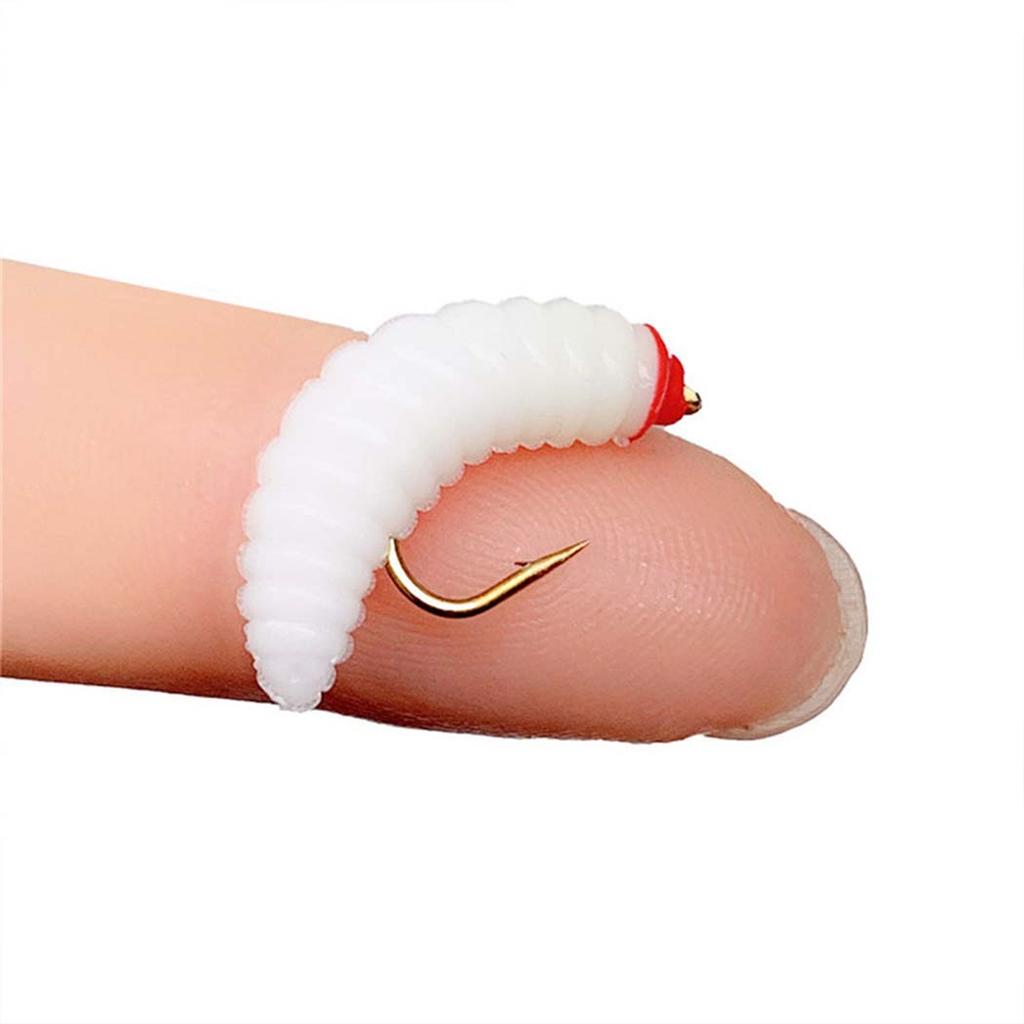 1Pcs #10 Brass Bead Head Fast Sinking Nymph Maggots Bug Worm Flies Trout Fly Fishing Lure Bait