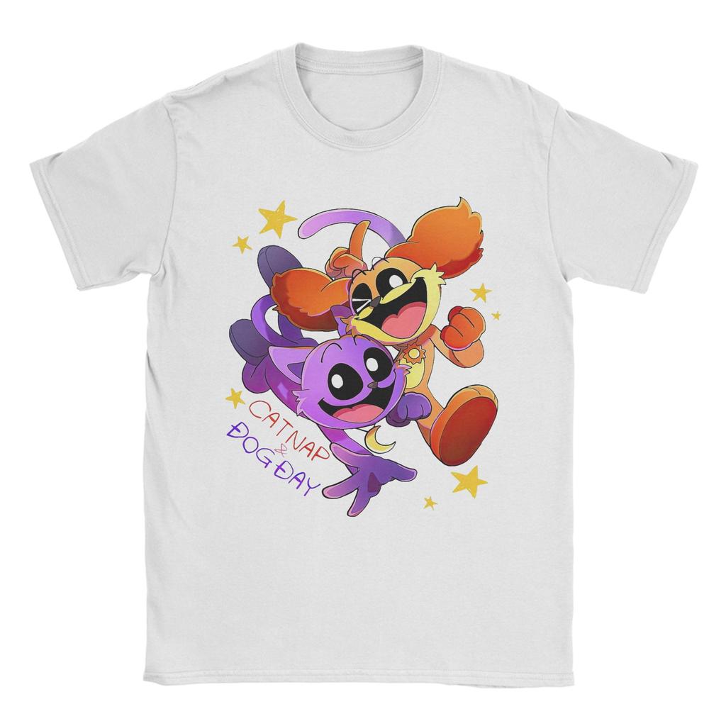 Funny Catnap and Dogday Smiling Critters T Shirt Mens Cotton Short Sleeve Oneck Summer Tops