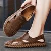 Summer Leather Roman Mens Sandals Business Casual Shoes Outdoor Beach Big SizeHandmade Men's Shoes Outdoor Anti-Skid Walking