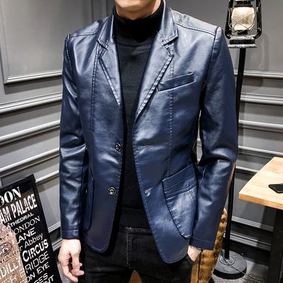 Men's Leather Jacket Autumn and Winter Korean Style Trendy Slim Men's Jacket Youth Leather Jacket Handsome Lapel Top