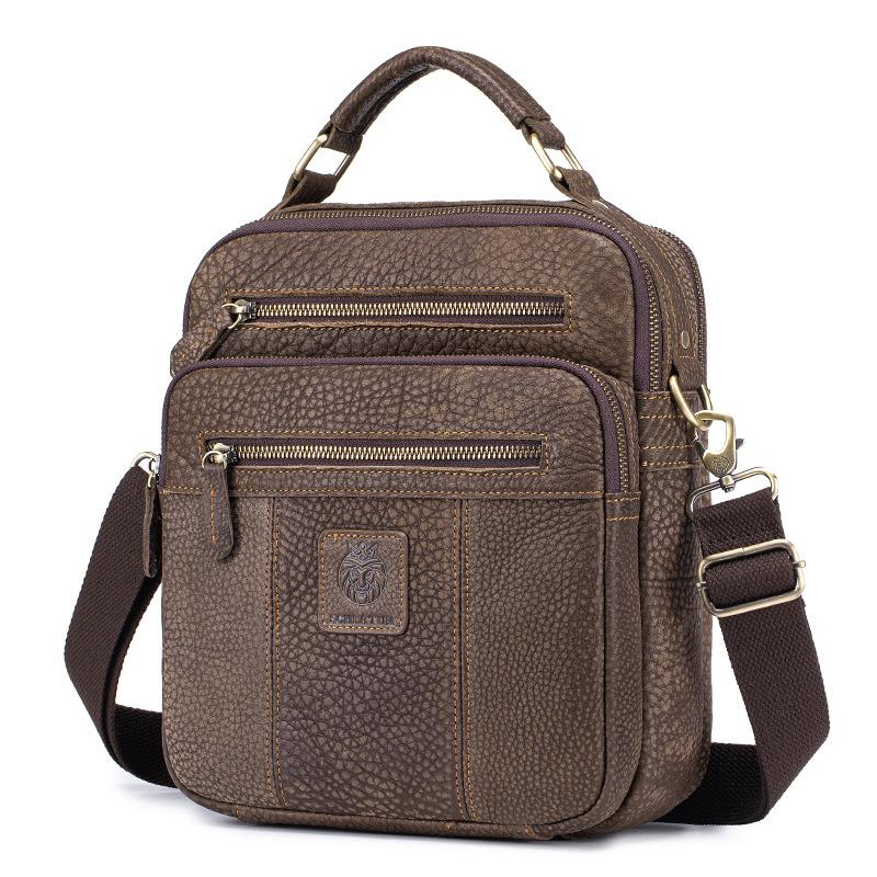 Cowhide Single-shoulder Bag, Retro Genuine Leather Crossbody Bag, Large-capacity Men's Handbag