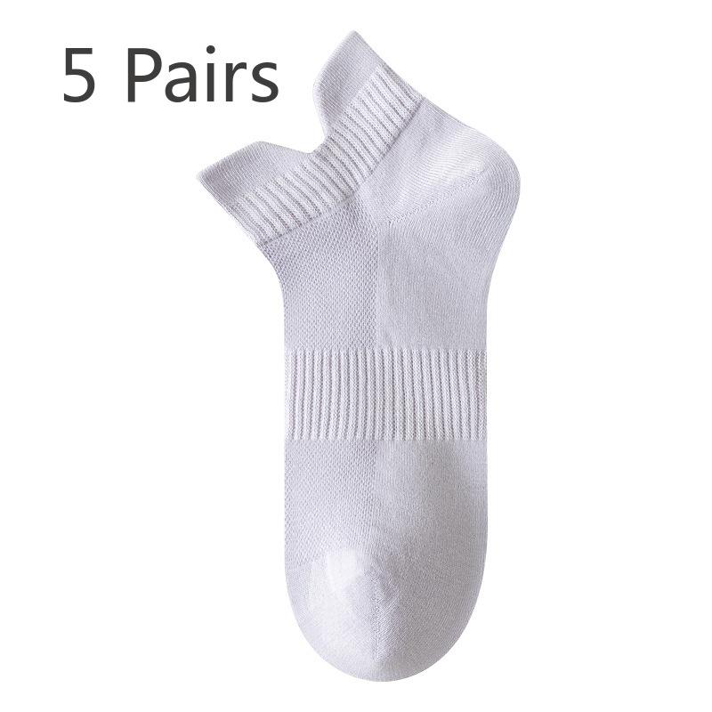 5 Pairs of Women's Summer Thin 7A Antibacterial Deodorant with Solid Color Breathable Socks