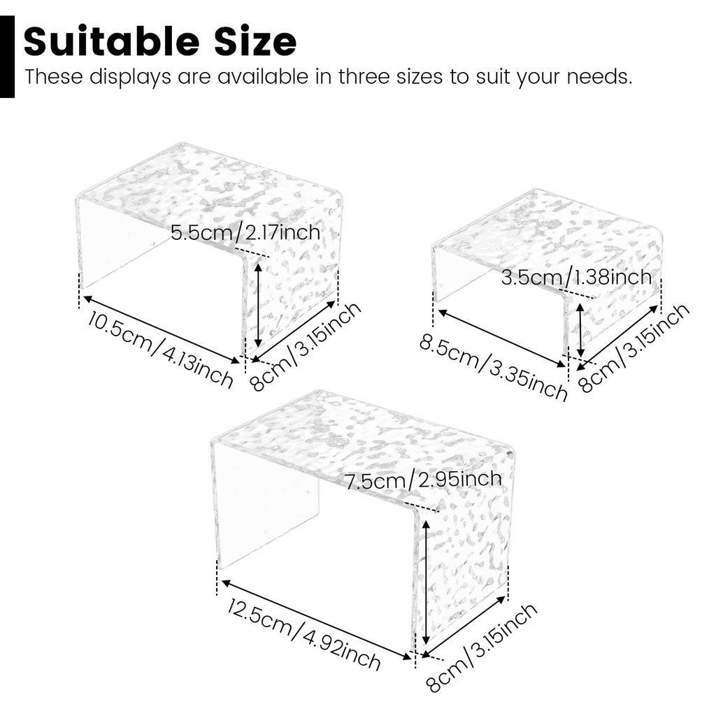 3-18 Pcs Clear Acrylic Display Stand U Shape Lightweight Holder Window Counter Jewel Cosmetics Rack Dessert Model Shelf