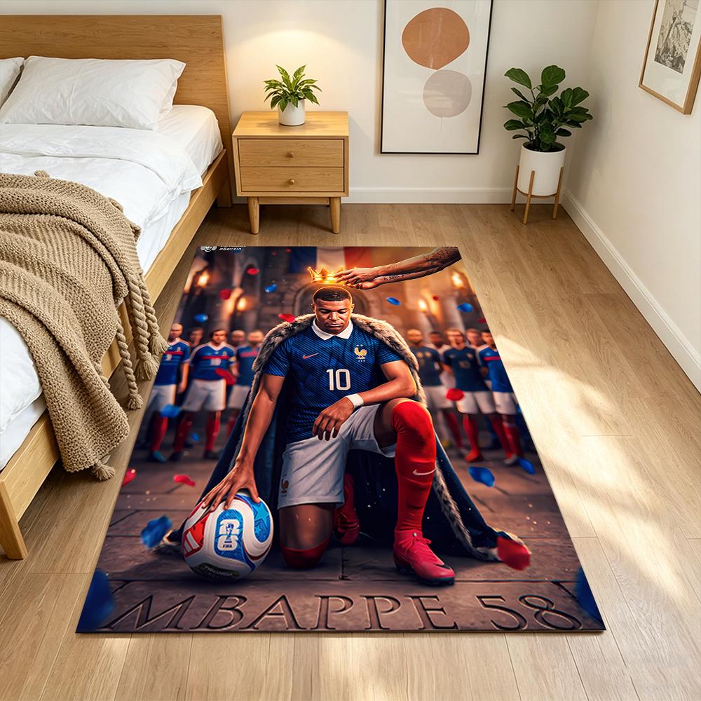 Mbappe Neon Poster Area Rug Perfect for Bedrooms Kitchen Hallway Dining Room Anti-slip Rug Anime Office Decor Wedding Party Gift