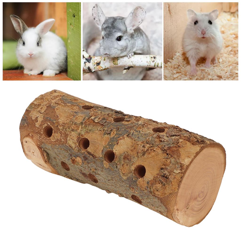 Hamster Log Chew Toy Natural Safe Molar Bite Resistant   Wooden Standing Stick for Small Animals
