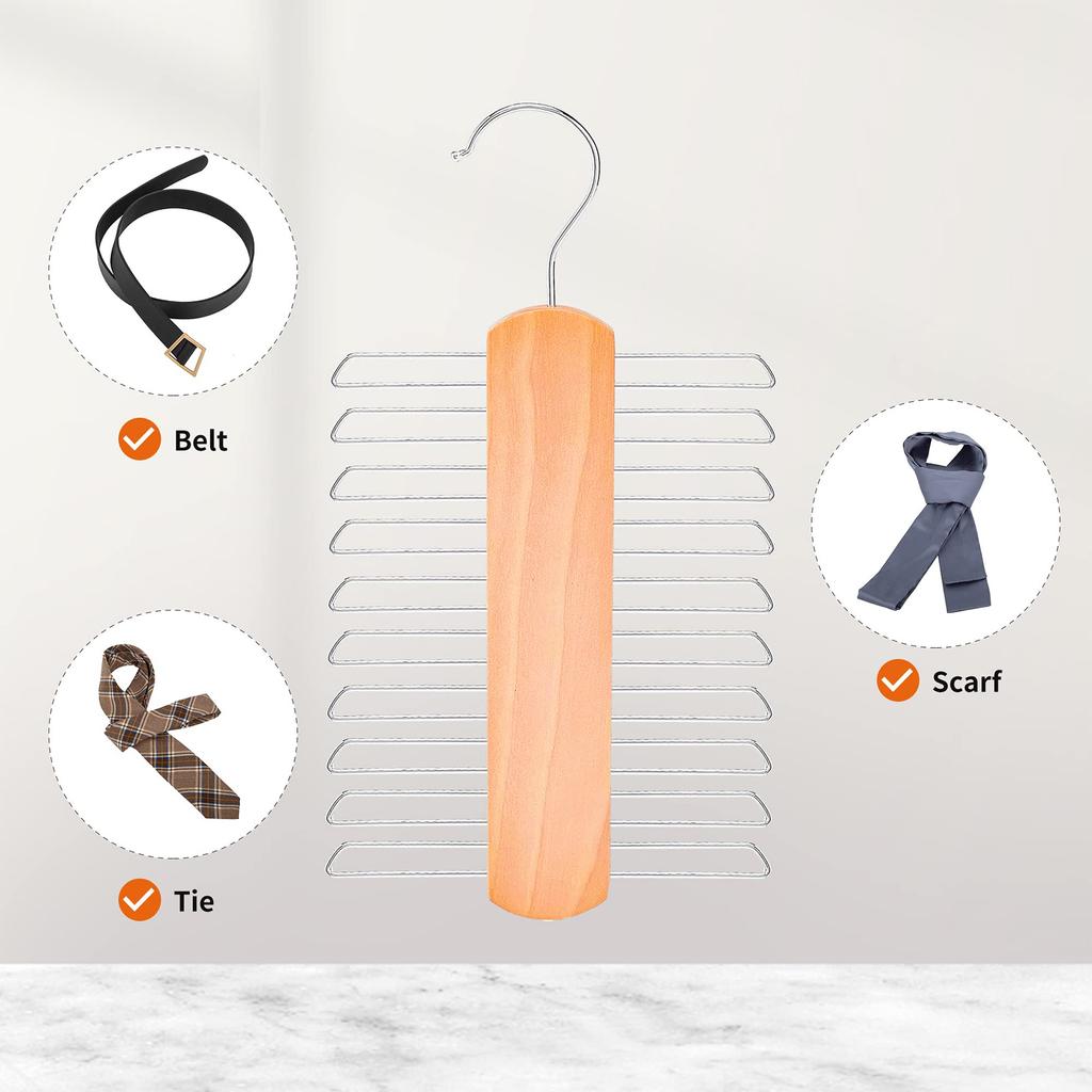 20 Bar Wooden Tie Hanger Space Saving Hanger Wood Bra Holder for Tank Tops Bathing Suits Belts Ties