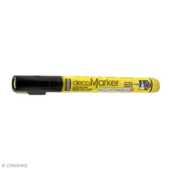 Marqueurs peinture acrylique - Pébéo - Acrylic Marker - Pointe Fine 1,2 mm - Jaune Soleil - Mixte