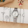 Ensemble de 5 bracelets de montre à quartz pour femme, ronds, simples, sans chiffres, à la mode, idéal pour Thanksgiving, cadeaux de Noël