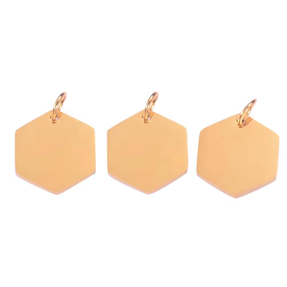 10Pcs/Lot High Quality Polished Stainless Steel Hexagon Shape Pendant Charms Suitable for Bracelet Necklace DIY Jewelry Making