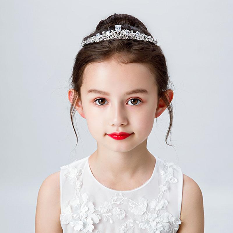 Fashion Gold Silver Color Crystal Crowns For Kids Child Girls Pearls Tiaras Diadems Wedding Hair Accessories Bridal Jewelry