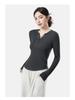 10A Antibacterial German Velvet Women's V-Neck Slim Fit Long Sleeve Warm Base Shirt
