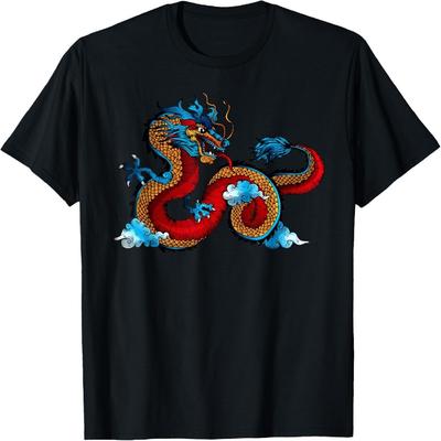 Wunderschönes T-Shirt mit chinesischem Drachen in den Wolken