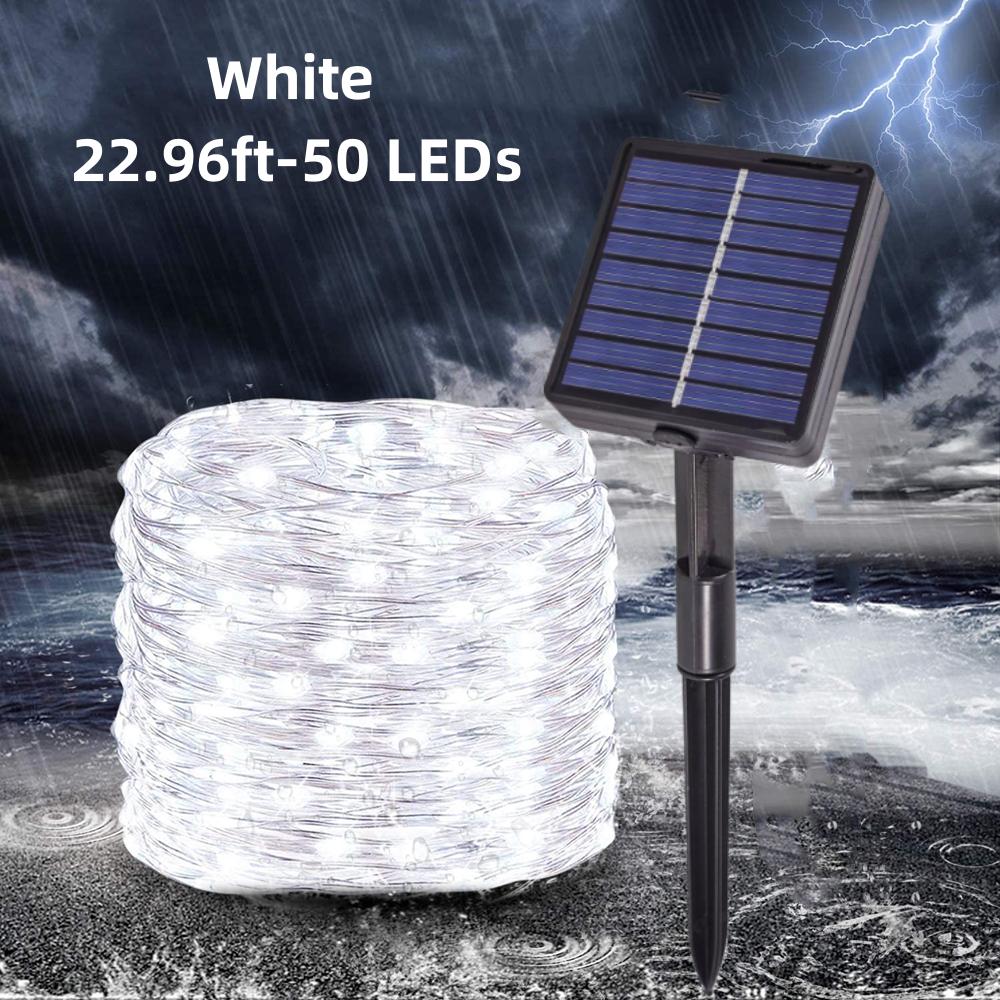 1Pack, 5M/10M/20M/30M LED Solar Outdoor Fairy String Lights With 8 Modes For Wedding, Party, Balcony, Patio, Eave, Tree, Garden, Christmas Decoration