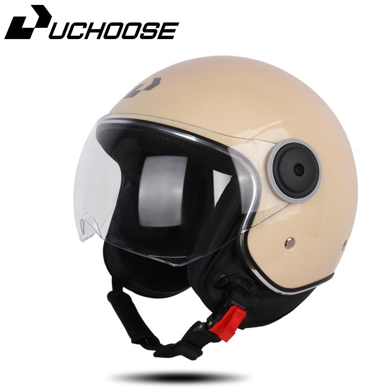 UCHOOSE 3/4 Open Face Motorcycle Helmets With For Men Women Vintage Moto Bike Cascos Scooter Protective Helmets
