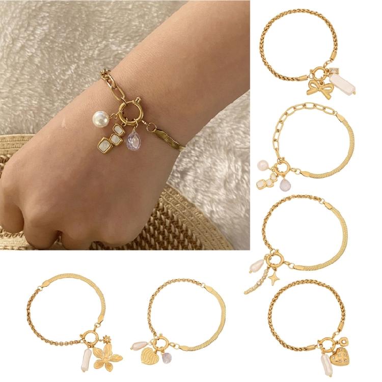 Modernes Herz-Anhänger-Armband Stilvolles Blumenketten-Armband Modischer Handgelenkschmuck Geschenk für Frauen, die Details lieben