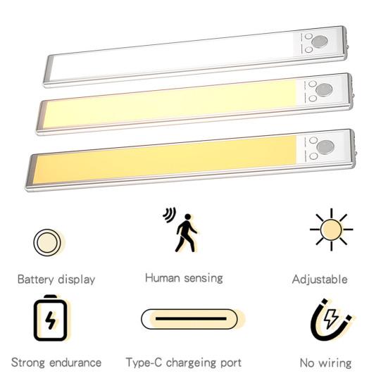 Motion Sensor Light Rechargeable Magnetic Night Light Adjustable Brightness Color Wireless LED Lighting for Closet Hallway