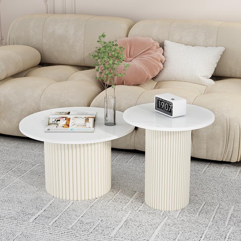 Modern Minimalist Round Sintered Stone Coffee Table - Perfect for Small Apartments and Living Rooms