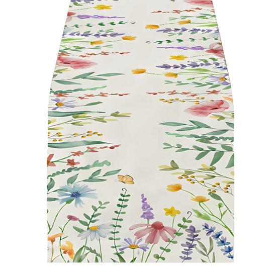 

Весняний Квітковий Доріжка на Стіл Квітучі Квіти Скатертина Тюльпан Пральна Скатертина для Дому Фермерського Стилю Декор для Обідніх Вечірок