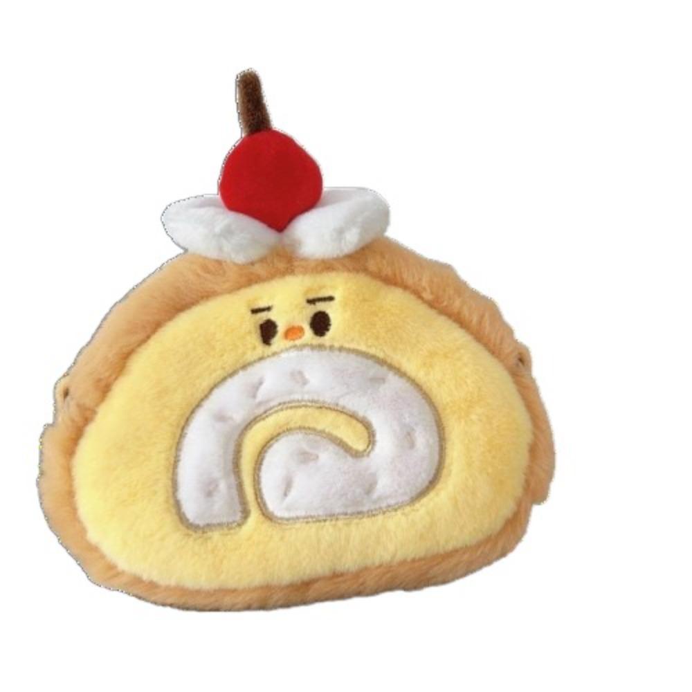 Cake Shape Swiss Roll Coin Purse Cute Cartoon Shoulder Bag Versatile Plush Crossbody Bag Gift