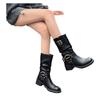 Western Belt Buckle Pile Boots Medium Boots Women's Tall Boots Knight Boots Real Soft Leather Martin Boots Maillard