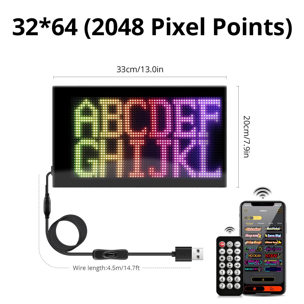 

Double Row Display RGB LED Matrix Pixel Panel Screen Smart APP Programmable DIY Car Devil Eyes Sign Text Anime Advertising Light 32*64