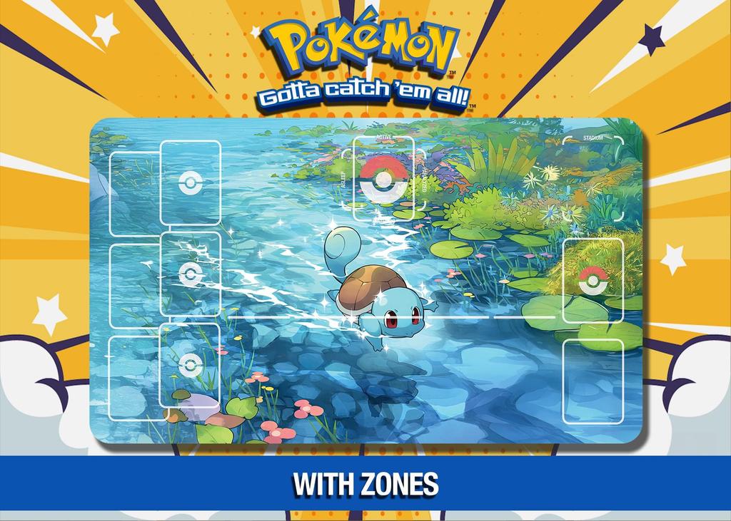 Squirtle Stream Scene TCG Playmat Waterproof Nonslip Desk Mat