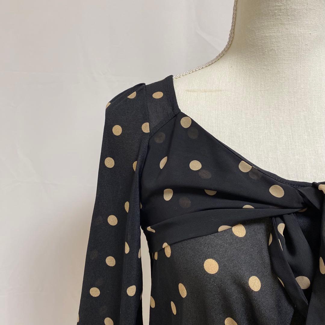 Good quality Rope Picnic Tops Long Sleeve Blouse Polka Dot Pattern Polka Dot Pattern