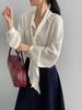 Elegant Sister: Women's Lustrous, Skin-Friendly Ribbon Stripe Shirt, Spring Collection