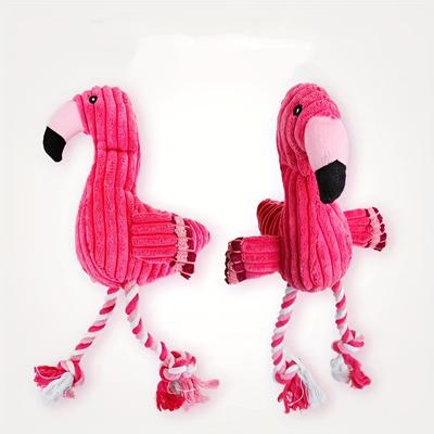 Brinquedo de pelúcia em forma de flamingo para cães - durável, interativo e divertido com nós e apitos