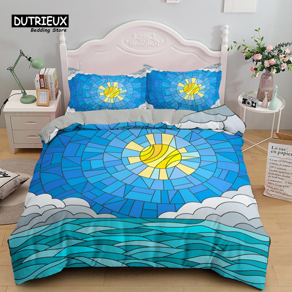 Multicolored Glass Shards Abstract Animals Bedding Set Polyester Psychedelic Geometric Duvet Cover King Queen For Kid Adult Gift