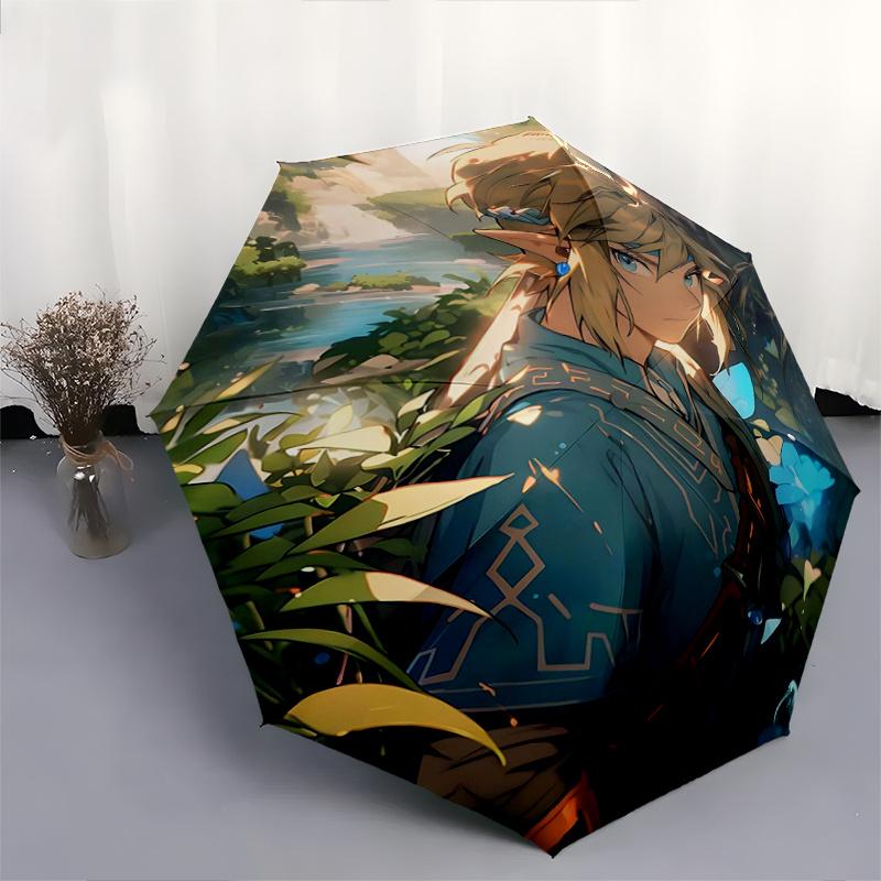 1pc Fantasy Adventure with Elven Warrior Automatic Open/CloseUmbrella, Portable Compact Umbrella for Men & Women G032