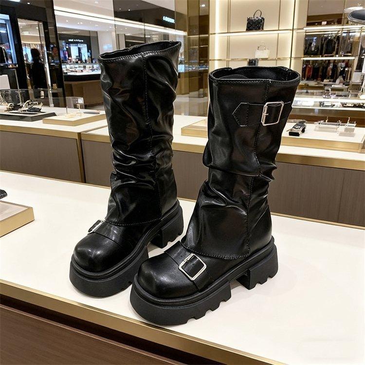 Premium British style short boots women's 2025 autumn new small thick-soled elastic pants tube thin boots popular