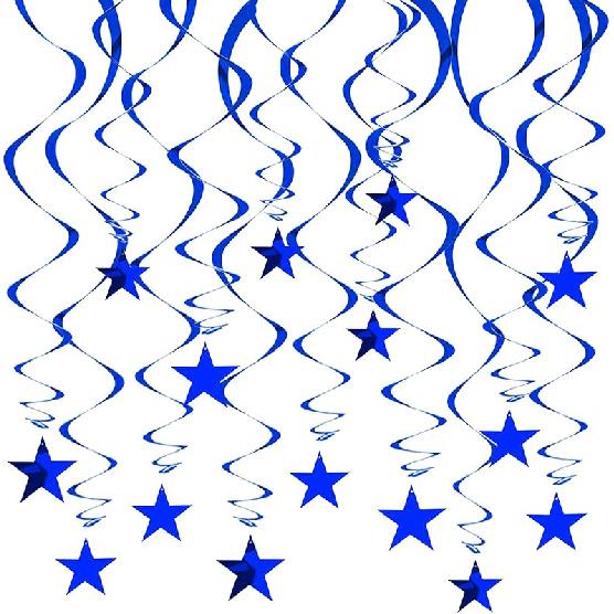 BEISHIDA Silver Star Hanging Swirl Decorations,Hanging Silver Party Supplies for Graduation Wedding Baby Shower Decorations, Pack of 15