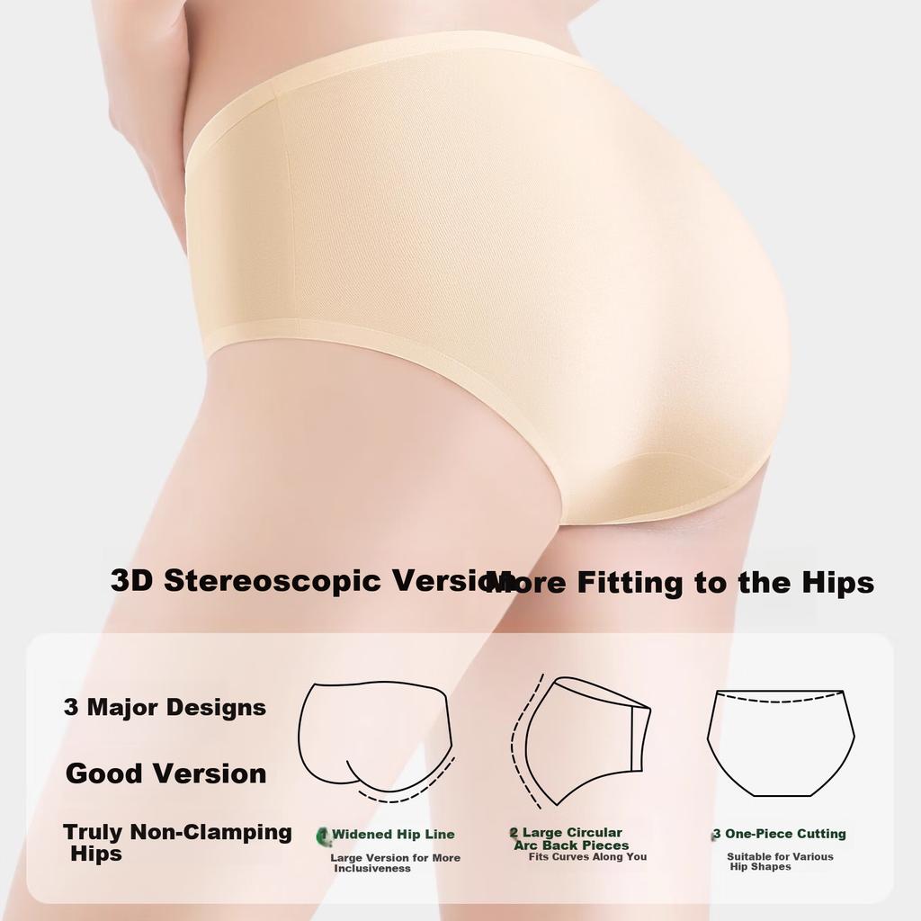 Dushiliren [Class A Baby Cotton] Women's Underwear, Pure Cotton 10A Antibacterial Mid-Rise Seamless Non-Wedgie Women's Triangle Panties