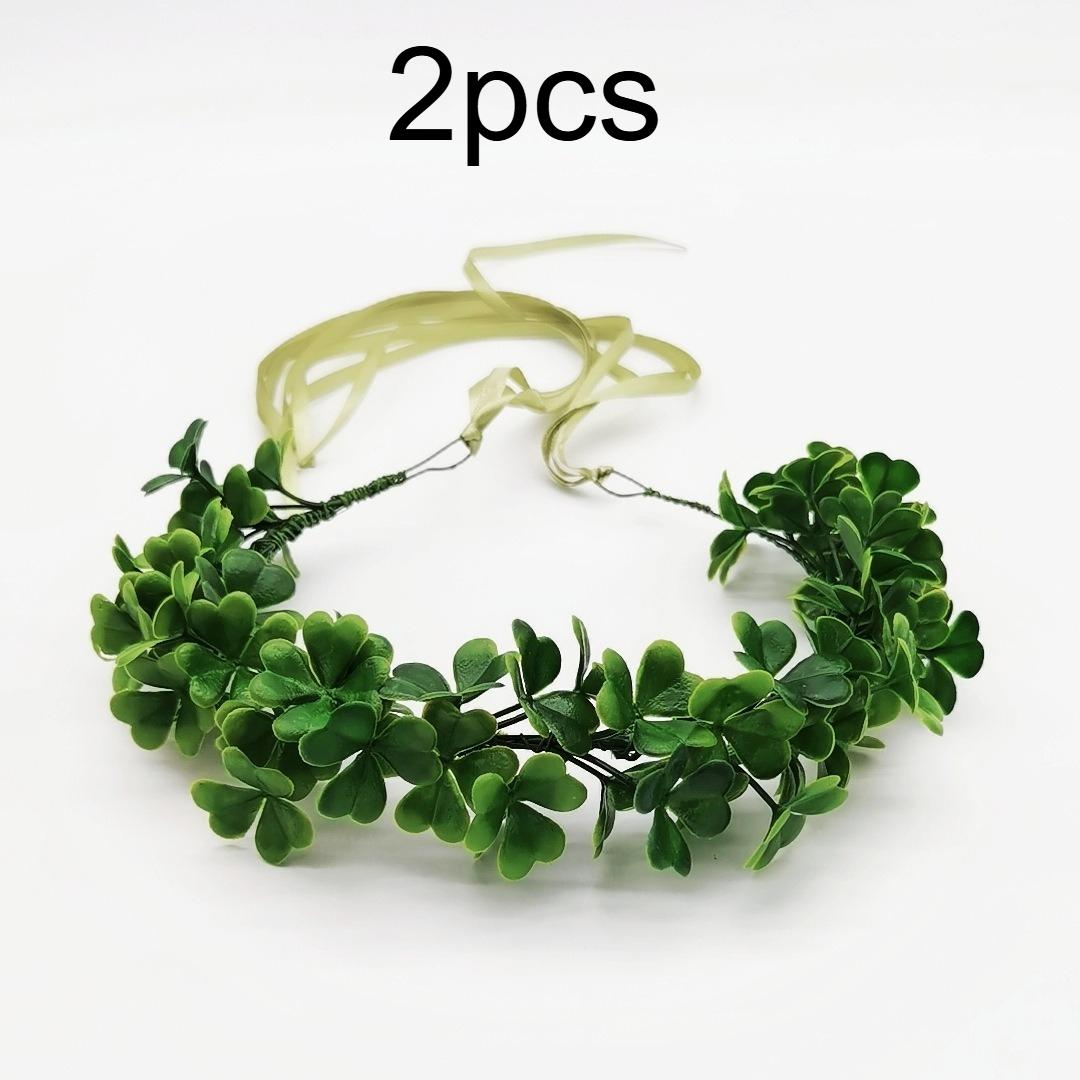 2Pcs St. Patrick s Day Shamrock Headband Clover Hair Hoops Bands Green Headpiece Wreaths,Photography hair accessories props