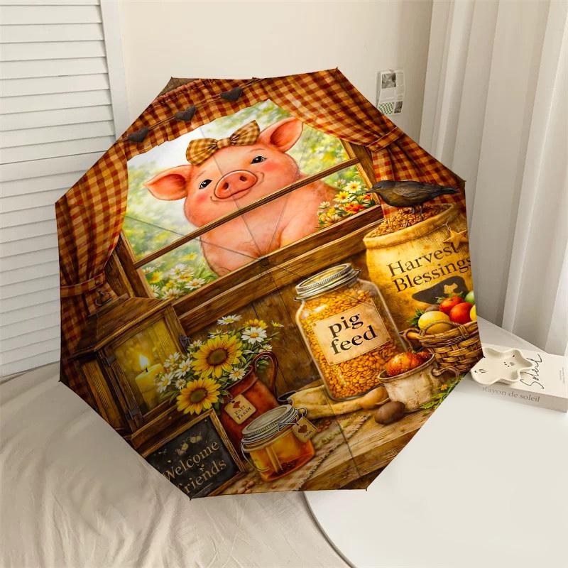

1PC Piggy window Umbrella-8-Rib Reinforced, Automatic Open, Lightweight & Durable, Fashion Accessory for Outdoor-D326