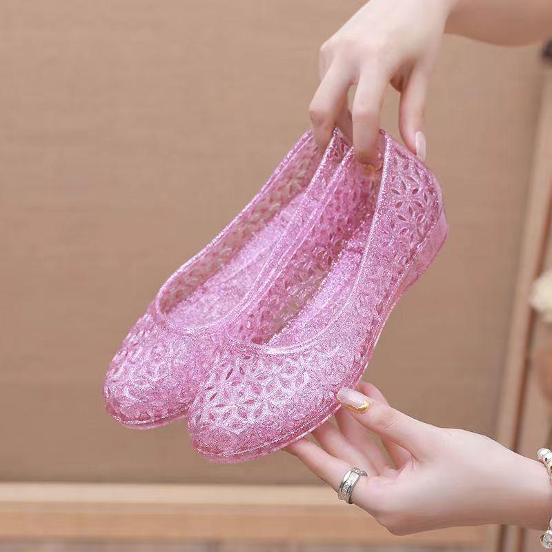 No shipping new summer women s crystal shoes bag heads hole shoes soft soles non-slip and breathable autumn shoes outer wear 36-40 excluding postage 1536₽