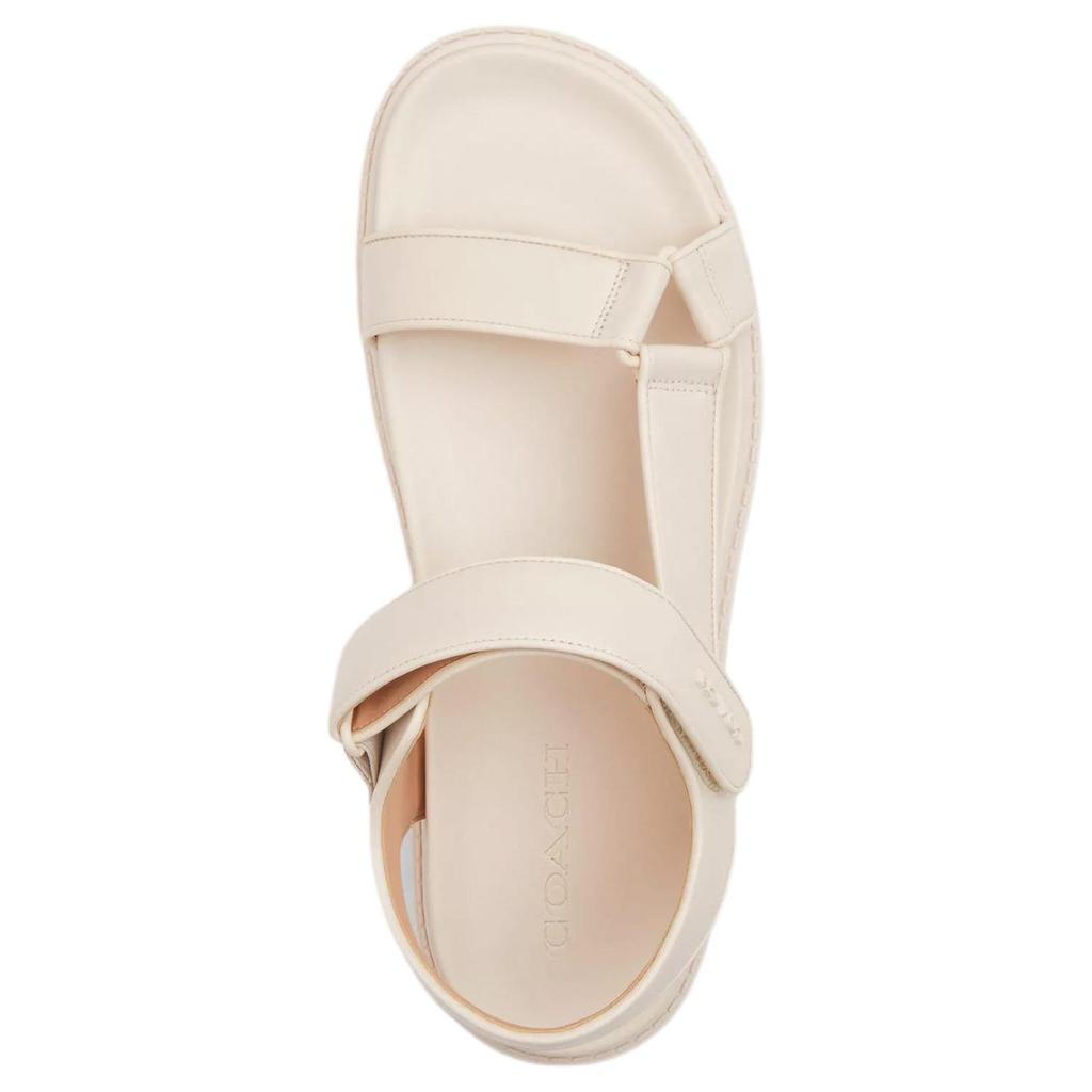 Coach Sport Leather Open Toe Flat Slide Sandals Women Sandals Chalk-White CAP70-CHK